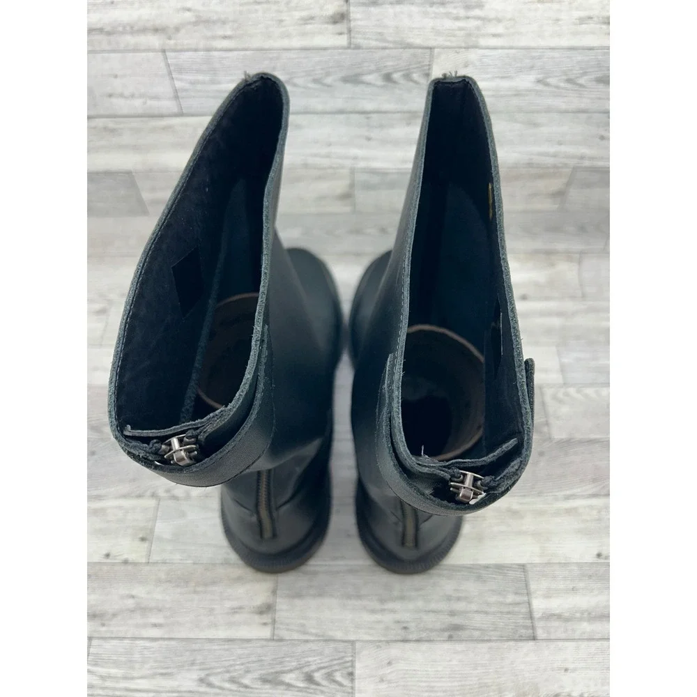 Dr. Martens‎ Samson Black Leather Pull On Mid Calf Boots Back Zipper Mens 12 US